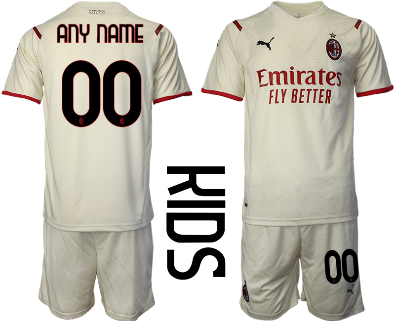 Youth 2021-2022 Club AC Milan away cream customized Soccer Jersey->customized soccer jersey->Custom Jersey